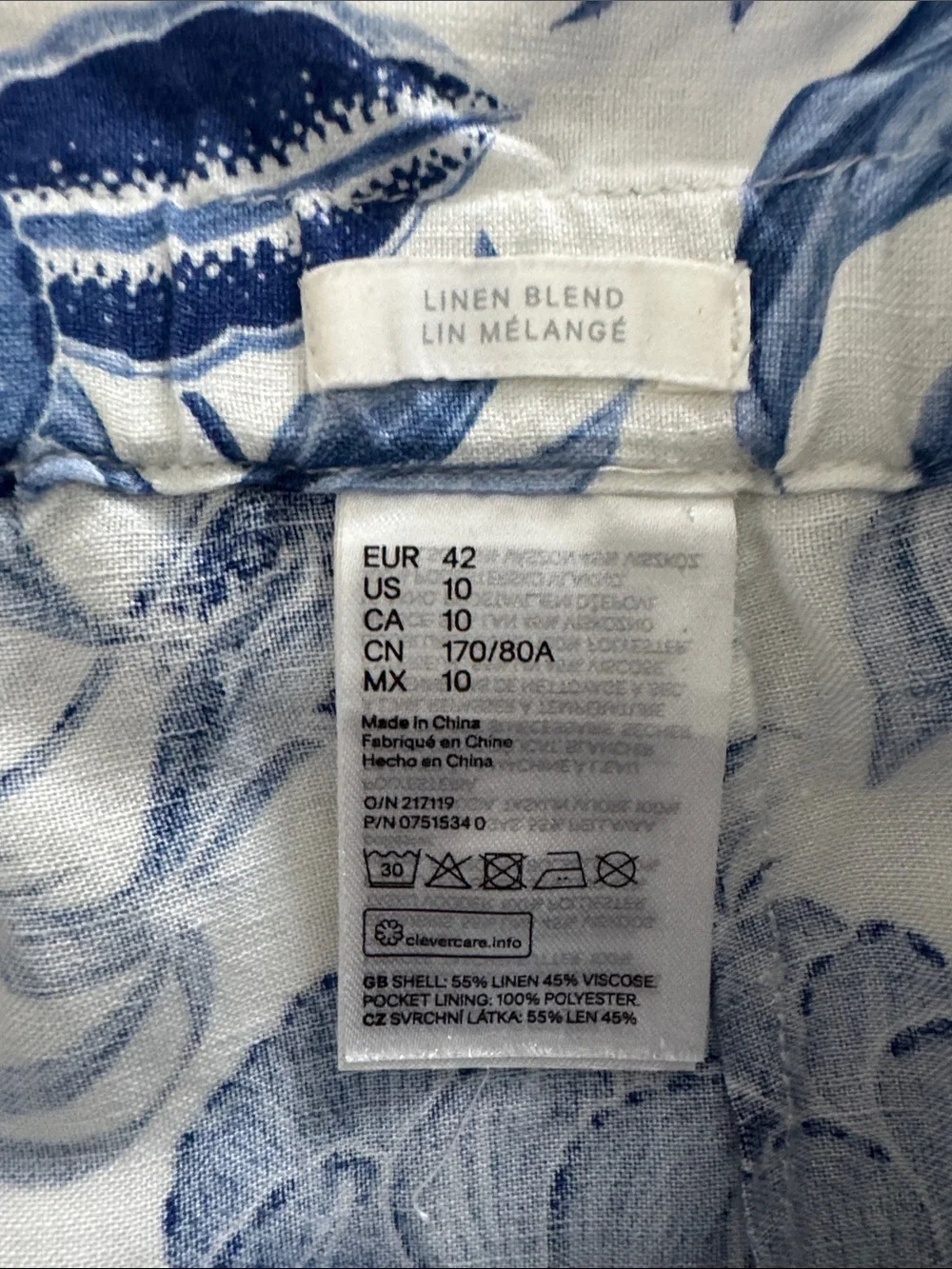 H&M Blue Floral Paperbag Waist Mini Skirt